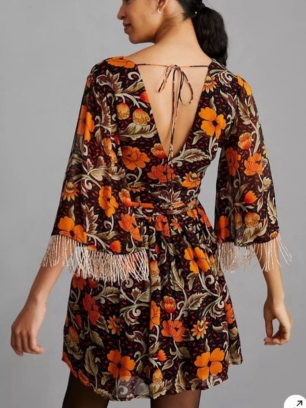 Anthropologie Verb by Pallavi Singhee Fringed Mini Dress size MP - Picture 4 of 13